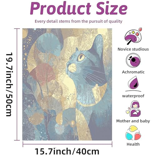 PSENIW Paint by Numbers Kit for Adults Beginners,Abstract Cat(16x20 inches) | Animal Digital Painting For Home Wall Decoration And Gifts,Abstract Cat Frameless Beginner DIY Acrylic Watercolor - color: White