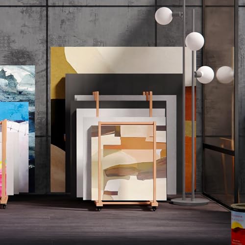 Art Storage Rack, Art Canvas Storage, Art Drying Rack, Canvas Boards Rack Art Storage with Handle & Caster Wheels for Drawing Board, Panel, Paper Pad for Art Studios, Artworks, Gallery - size: 21.5"D x 39.5"W x 42"H