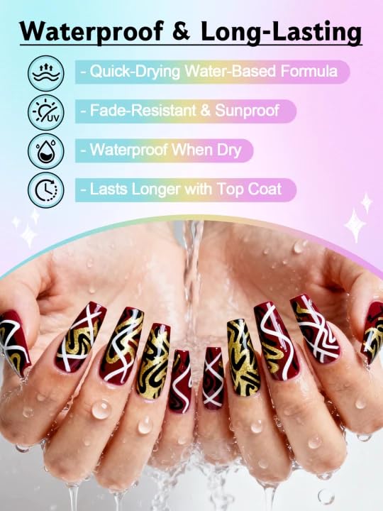 10 Color Metal Giltter 3D Nail Art Pens Set Kalolary Double-ended | Nail Point Dotting Pen Drawing Painting Liner Brush for DIY Nail Art Beauty Adorn Manicure Tools(G) - color: G