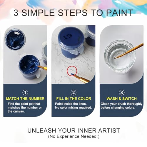 Natuyalo DIY Painting by Numbers for Adults, Books and Flowers Paint by Numbers, 16x20 Inch Adults Paint by Number Kits on Canvas, Frameless Color by Number Acrylic Art Craft Kits - color: Color-05