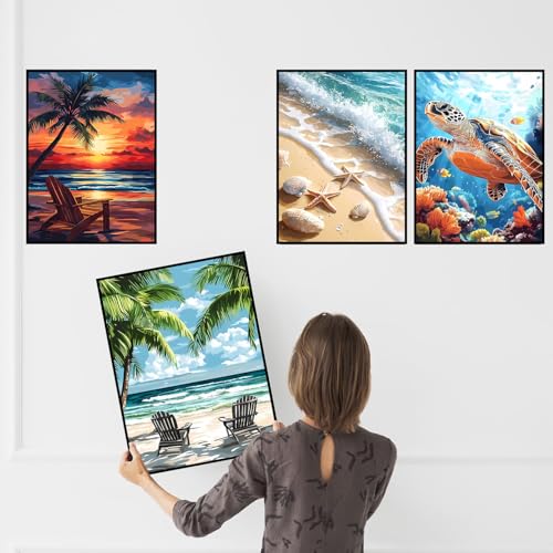 4 Pack Diamond Art Kits for Adults, Beach Diamond Painting Kits 12x16 Inch - color: 4 PC Beach, size: 11.8x15.7in(30x40cm)