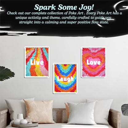 Unwynd Poke Art Positive Vibes Flower Bouquet Kit for Adults, Women & Teens | Hobby activity, brain puzzles, adult, 12 illustration sheets, 12 pages of stickers, 12 colour pages Rubbing Plates & Supplies - style: Positive Vibes