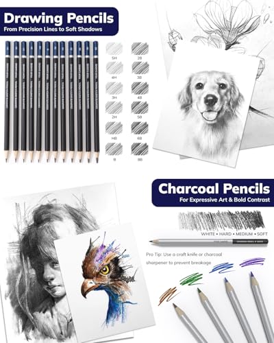 Four Candies 85 Pack Sketching Kit for Artist Gifts & Art Supplies