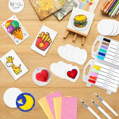 73PCS Magic Puffy Painting Kit, 3D Foam Texture Papers for Beginners | 12 Colors Acrylic Paint Markers, 28 Foam Texture Paper Sheet, Fun Art Supplies