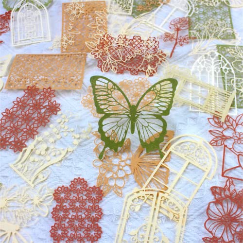 Vintage Scrapbook Cutouts Paper Lace for Scrapooking Supplies Kit,40 Pcs Decorative Scrapbook Paper Flowers, Butterfly,Window Frame Cutout for Junk Journals,DIY Art Craft Album - color: 40 Cutouts Lace Frame Paper