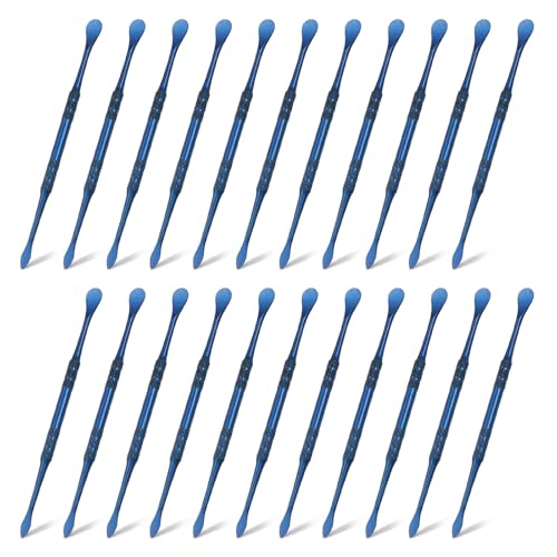 HARFINGTON 22pcs Wax Carving Tool 4.8" Double-Headed Stainless Steel Sculpture Tools Kit Modeling Engraving Sculpting Spoons for Clay Pottery Crafts Shaping, Navy Blue - color: Navy Blue