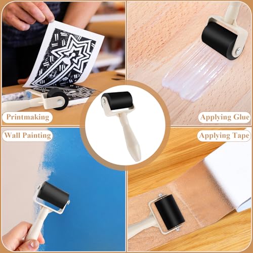 Supkiir 20Pcs Rubber Brayer Roller, 1.4Inch Ink Roller for Crafting, Anti Skid Glue Roller Applicator Printmaking Supplies for DIY Wallpapers Stamping Scrapbooks