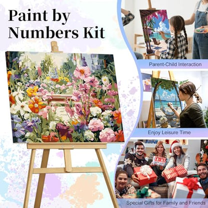Paint by Numbers Kit for Adults, Garden Flowers Number Painting Canvas Kit - color: LBOPNFP10