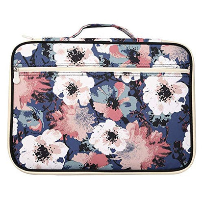 JAKAGO Travel Portfolio Organizer Waterproof A4 Document Bag Multifunctional Travel Note Pouch Zippered Case for Notebook, Ipad, Journals, Sketch Books (Flower) - color: Flower