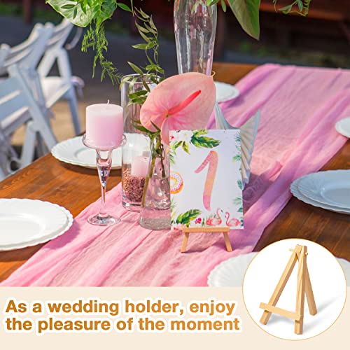 100 Pieces Mini Wooden Easel Stands Tripod Display Tabletop,None | For Artist Painting Business Cards Photos, Canvas Holder Wedding Table Numbers Party Favors Gift, Natural Wood Tripod Frame - size: 5.9 Inch