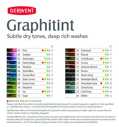 Derwent Graphitint Pencils, Metal Tin, 24 Count (0700803) - size: 1 Count (Pack of 24)