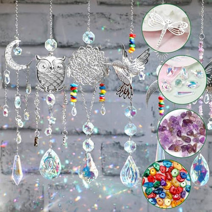 DIY Suncatcher Kit 460pcs Sun Catchers Supplies Arts and Crafts for Adults | Hanging Prism Sun Catcher with Crystals Ball Indoor Window Home Outdoor Garden Wedding Birthday Party Festival Decor Gifts