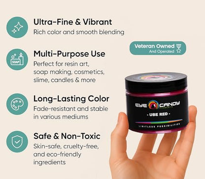 Eye Candy Pigments Premium Red Mica Powder - Ube Red (50gr) - for Epoxy, Resin, Soap, Paint, Woodworking, Acrylic Pouring, Bath Bombs, Fishing Lures - DIY Arts and Crafts Additive - color: Ube Red