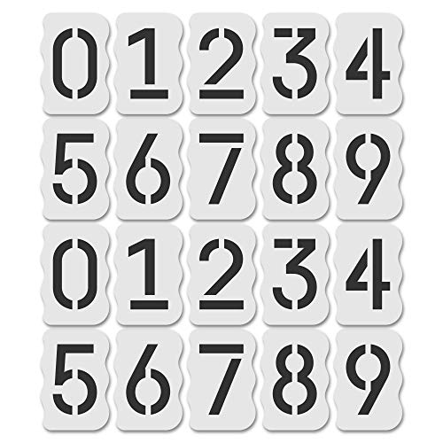 Curb Stencil Kit for Address Painting – Includes All Numbers, 4-Inch Durable & Reusable Plastic Stencils for Sidewalks, Pavement, and Industrial Use (2 of Each, Classic Font with Curb Frame) - style: Classic Stencil Font + Curb Frame