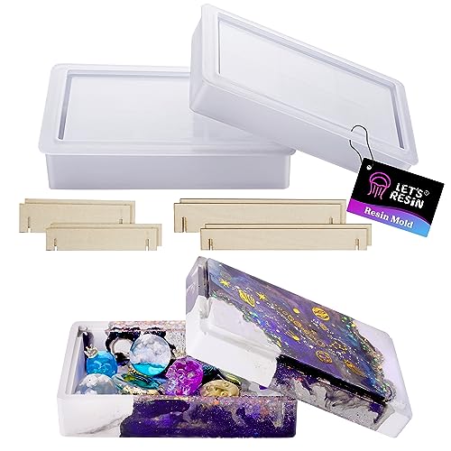 LET'S RESIN Storage Box Molds, Silicone Resin Box Molds, Storage Container with Sliding Lid Design, Epoxy Moulds Silicone for Resin Casting, Jewelry, Tarot Cards, Makeup