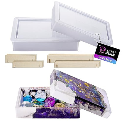 LET'S RESIN Storage Box Molds, Silicone Resin Box Molds, Storage Container with Sliding Lid Design, Epoxy Moulds Silicone for Resin Casting, Jewelry, Tarot Cards, Makeup