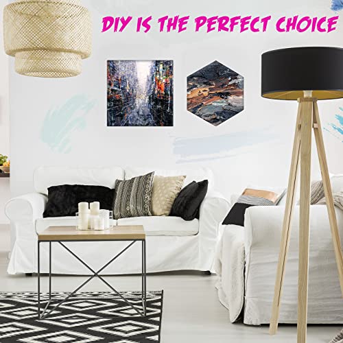 Epakh 12 Pcs Black Canvas for Painting Stretched Canvas Cotton Square Triangle Hexagon Blank Boards Panels Art with Frame Panel Stretched Boards for Oil Acrylic(6 Inch) - size: 6 Inch
