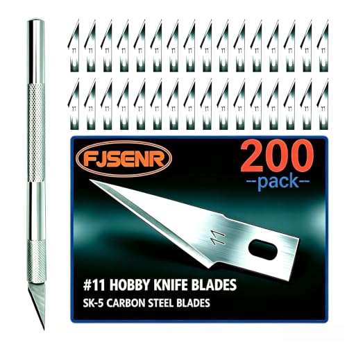 200 Pack Thickened #11 SK5 Hobby Knife Blades, Precision Replacement Blades for Craft, Model & Phone Film Trimming