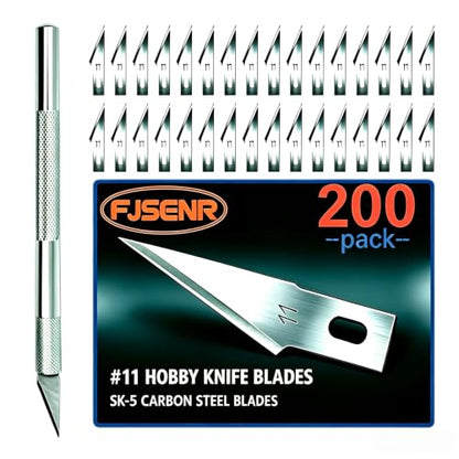 200 Pack Thickened #11 SK5 Hobby Knife Blades, Precision Replacement Blades for Craft, Model & Phone Film Trimming