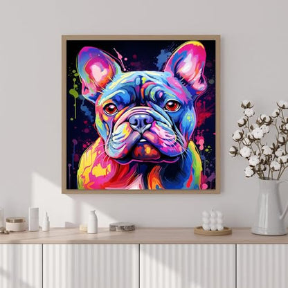 Artunion Framed Paint by Numbers Kit for Adults Beginners & Kids Ages 8-12,French Bulldog Paint by Number with Frame,Easy Dog Paint by Numbers Kit on Canvas 10 * 10 Inch Without Easel - color: ZXT-180-F