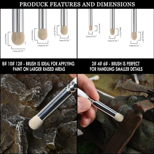 Brusarth Dry Brush Miniature Painting Set, Hobby Detail Paint Brush - size: 6 Pieces