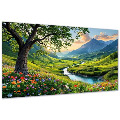 DDGEMART 5D Diamond Painting Kit for Adults, Full Drill Mountain Valley River Nature Landscape Art for Paints, Large Horizontal 28x16 inch - color: Mountain Valley