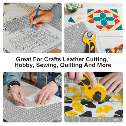 12"x12" Rotating Cutting Mat, Self Healing Mat with 360-Degree Rotation & Anti-Slip Base, Sewing Board Cutting Mat Perfect for Fabric Quilting Leather Hobby Project, Grey - color: Gray, size: 12"L x 12"W