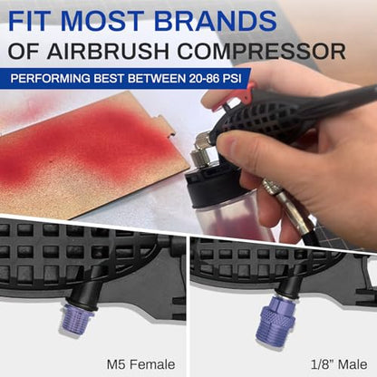 OPHIR Siphon Feed Airbrush Kit, 0.3mm Airbrush Gun with 5 Paint Bottles
