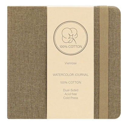 Vienrose Watercolor Sketchbook Journal 5.5x5.5 Inch 24 Sheets Brown - color: Brown, size: 5.5x 5.5 Inch