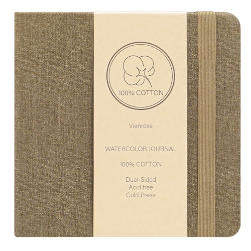 Vienrose Watercolor Sketchbook Journal 5.5x5.5 Inch 24 Sheets Brown - color: Brown, size: 5.5x 5.5 Inch