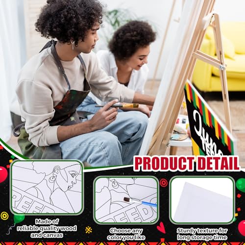 Sherr 20 Pcs Stretched Pre Drawn Canvas Afro Queen Black Art for Painting for Adults Outline Pre Drawn Stretched Cotton Canvas to Paint Party Set, 8 x 10''(Juneteenth) - style: Juneteenth