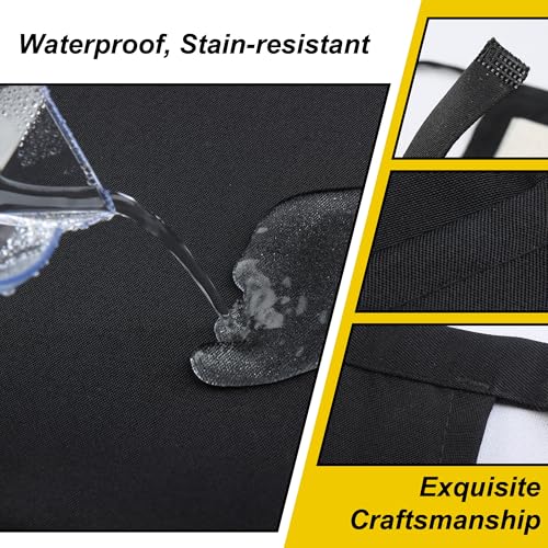Server Waitress Waist Apron - Half Apron with 3 Pockets,Black Short Aprons for Servers,Waiter Apron - color: Black 2 Pack