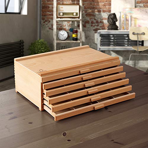 7 Elements 12 Drawer Wooden Artist Storage Supply Box for Pastels, Pencils, Pens, Markers, Brushes and Tools - size: 12-Drawer