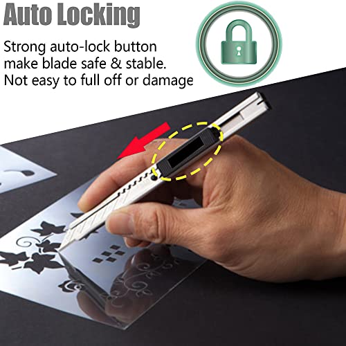 Gebildet 1pc Right and Left Hand 9mm Lockable Utility Knife with 10pcs Replaceable Blades -Auto Vinyl Cutting Knife Tint Film Hand Tools - color: Ss Knife With Blade(1 Set)