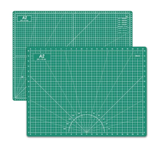 Thickened 18 x 24 Inch Self Healing Sewing Cutting Mat, A2 Rotary Cutting Sewing Mat for Crafts, Double Sided 5-Ply Table Cutting Board for Fabric Quilting Leather Hobby, (Green) - color: Dark Green, size: 23.6"L x 17.7"W