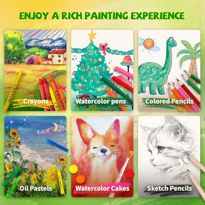 Cokiki Dinosaur Drawing Kit for Kids 6-12, 184 Piece Art Set - color: Dino Party