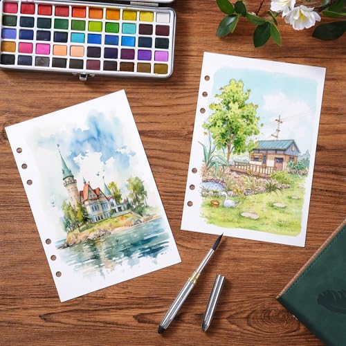 Fuumuui Watercolor Sketchbook Paper Refill - 20 Sheets 140 LB (300 GSM) Cold Pressed, Acid-Free Cotton Paper for Painting, Drawing, Art Journaling, Sketchbook As Travel Notebook - 5.6 x 8.2 inches - size: 5.6 x 8.2 inches