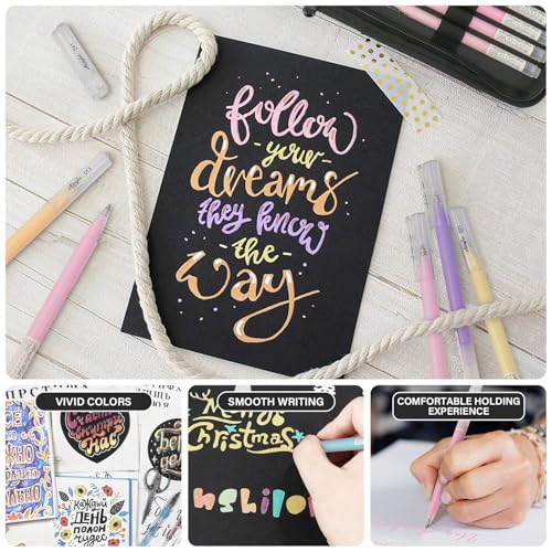 ZSCM 24 Colors 3D Acrylic Gel Pens & Black Paper Sketchbook for Drawing - color: 24 Packs-Dull