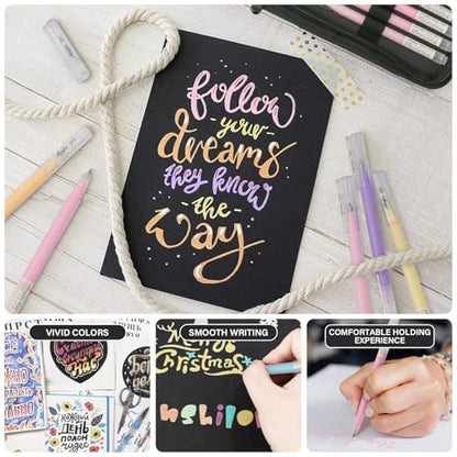 ZSCM 24 Colors 3D Acrylic Gel Pens & Black Paper Sketchbook for Drawing - color: 24 Packs-Dull