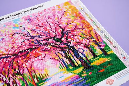 DIAMOND ART CLUB Cherry Blossom Trees Diamond Art Kits for Adults | Premium Diamond Painting Kit, Fun DIY Crafts for Adults, Round Diamond Art Canvas, 17" x 13" (42.6 x 32.8 cm) - color: Cherry Blossom Trees