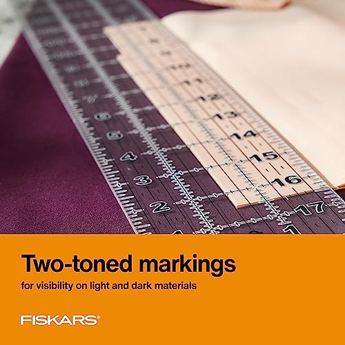 Fiskars 3" x 18" Acrylic Sewing & Quilting Ruler with Gridlines, Clear | Easy to Read Measurements Make Cutting Accurate Strips Simple, Quilting & Sewing Supplies for Arts and Crafts - size: 3" x 18"