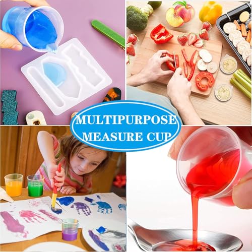 Measuring Cups Kit - 5 Pcs 30ml, 2 Pcs 100ml Plastic Measuring Cups, Paint Resin Mixing Cups, Medicine Graduated Measure Cups with 5 Pcs Mixing Sticks, 10 Pcs Finger Cots and 5 Pc Transfer Pipettes - color: 2 Pcs 100ml + 5 Pcs 30ml Kit