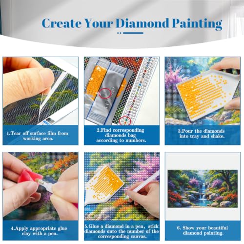 YOYA Large Diamond Art Kits for Adults, Landscape 5D Diamond Painting - color: Waterfall 509