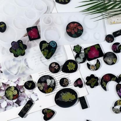(Eight Sets) Silicone Resin Mold for Badge Reel Grips, Earrings, Studs, Keychains, Phone Grips, Magnets, Jewelry Casting