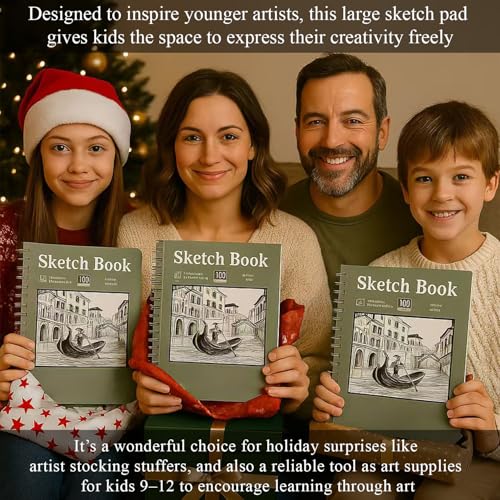 SuFly 11x14 Sketchbook, 100 Sheets Hardcover Sketch Book, 68lb/100gsm Artist Paper, Drawing Books for Teens & Art Gifts. - color: Green, size: 11-x-14-inch:1 Pack