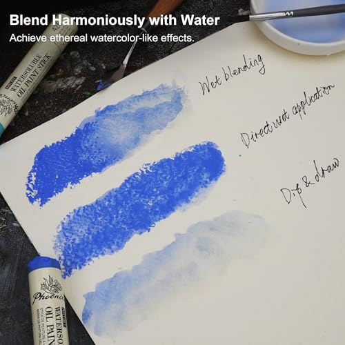 PHOENIX Blue Oil Paint Stick - Set of 12 Ocean Marine Colors 37ml Large Soft Oil Pastels for Artists - color: 12 Marine Colors