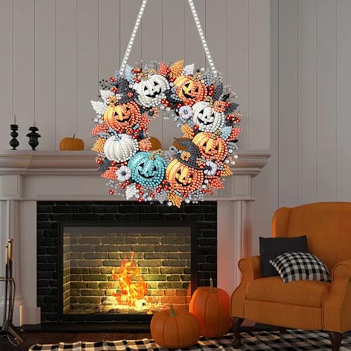 RYMILIE Halloween Diamond Art Kits for Adults Pumpkins 8x8inch - color: DP01266