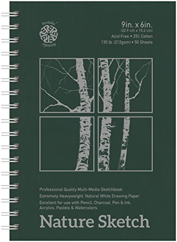 Pentalic Nature Sketch Pad, 9-Inch by 6-Inch - size: 6-inch x 9-inch, 50 Sheet Wire Bound Hard Cover Book