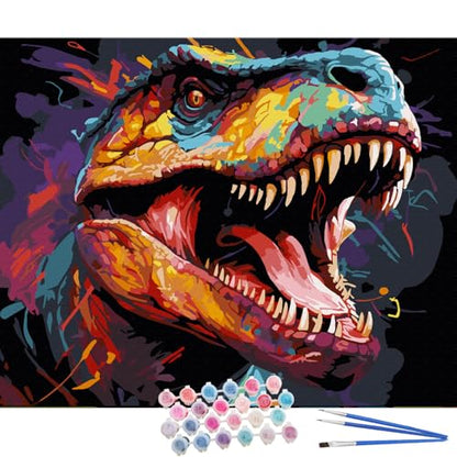 TOCARE Dinosaur Paint by Numbers Kit for Adults, Dinosaur Paint by Number Canvas,Acrylic Adults' Paint-by-Number Kits for Animal Lovers 16x20inch (Without Framed) - color: TC-OPC-349