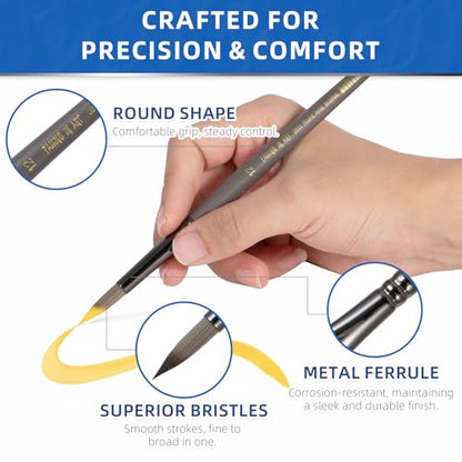 Falling in Art 6 Pcs Professional Watercolor Paint Brush Set, Gray | Artist Painting Brush Set with Round, Flat, and Filbert, Watercolor Brushes for Acrylic, Gouache, and Oil Painting - color: Gray
